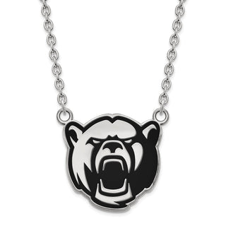 Sterling Silver Rhodium-plated LogoArt Baylor University Large Enameled Pendant 18 inch Necklace