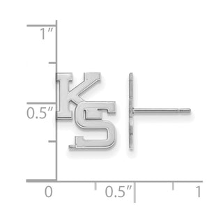 Sterling Silver Rhodium-plated LogoArt Kansas State University K-S Small Post Earrings
