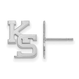 10k White Gold LogoArt Kansas State University K-S Small Post Earrings