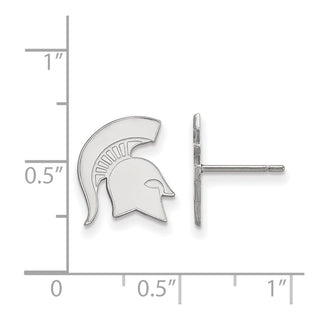 10k White Gold LogoArt Michigan State University Spartan Small Post Earrings