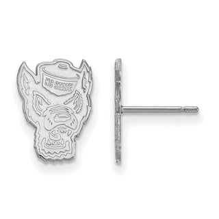 14k White Gold LogoArt North Carolina State University Wolf Small Post Earrings