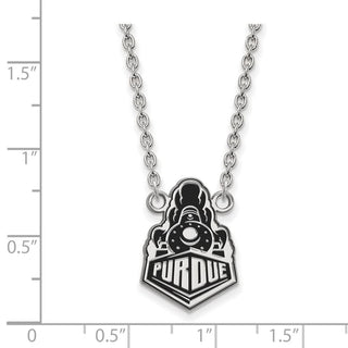 Sterling Silver Rhodium-plated LogoArt Purdue University Boilermakers Train Logo Large Enameled Pendant 18 inch Necklace