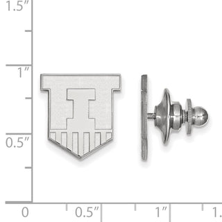 Sterling Silver Rhodium-plated LogoArt University of Illinois Victory Badge Lapel Pin