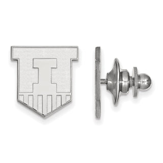 Sterling Silver Rhodium-plated LogoArt University of Illinois Victory Badge Lapel Pin