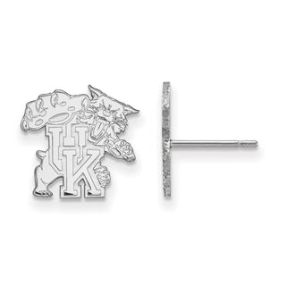 Sterling Silver Rhodium-plated LogoArt University of Kentucky U-K Wildcat Small Post Earrings