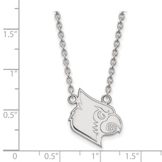 10k White Gold LogoArt University of Louisville Cardinal Large Pendant 18 inch Necklace