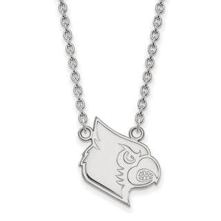 14k White Gold LogoArt University of Louisville Cardinal Large Pendant 18 inch Necklace