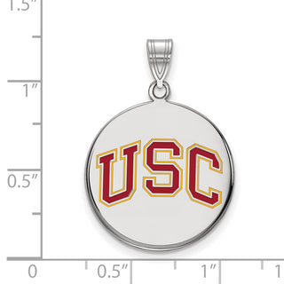 Sterling Silver Rhodium-plated LogoArt University of Southern California U-S-C Large Enameled Disc Pendant