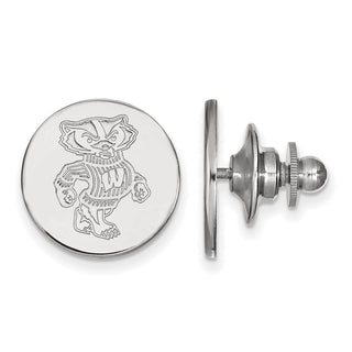 Sterling Silver Rhodium-plated LogoArt University of Wisconsin Badger Lapel Pin