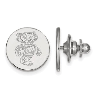 14k White Gold LogoArt University of Wisconsin Badger Lapel Pin