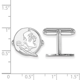 Sterling Silver Rhodium-plated LogoArt Florida State University Seminole Cuff Links