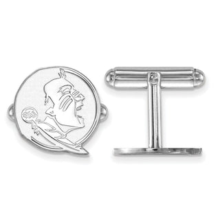 Sterling Silver Rhodium-plated LogoArt Florida State University Seminole Cuff Links