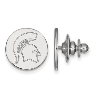 Sterling Silver Rhodium-plated LogoArt Michigan State University Spartan Lapel Pin