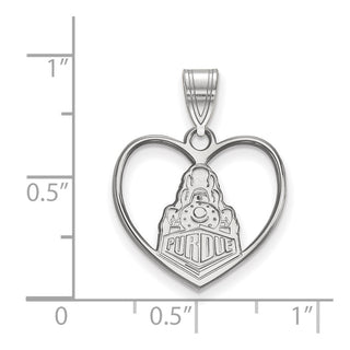 Sterling Silver Rhodium-plated LogoArt Purdue University Boilermakers Train Logo Heart Pendant