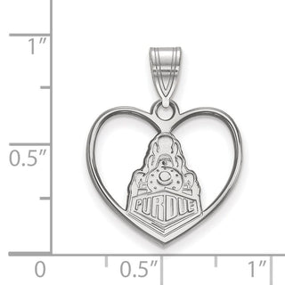 Sterling Silver Rhodium-plated LogoArt Purdue University Boilermakers Train Logo Heart Pendant