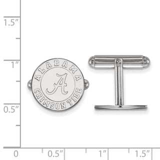 Sterling Silver Rhodium-plated LogoArt University of Alabama Crimson Tide Cuff Links