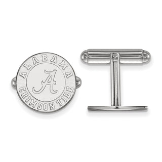 Sterling Silver Rhodium-plated LogoArt University of Alabama Crimson Tide Cuff Links
