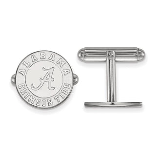 Sterling Silver Rhodium-plated LogoArt University of Alabama Crimson Tide Cuff Links