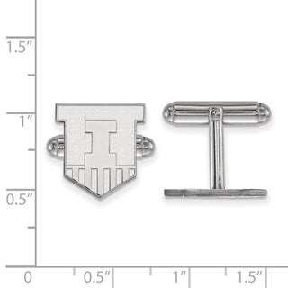 Sterling Silver Rhodium-plated LogoArt University of Illinois Victory Badge Cuff Links