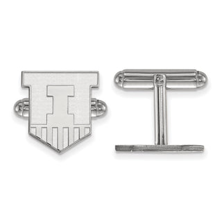 Sterling Silver Rhodium-plated LogoArt University of Illinois Victory Badge Cuff Links