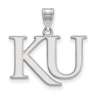 14k White Gold LogoArt University of Kansas K-U Medium Pendant