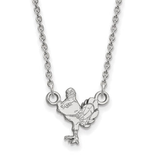 Sterling Silver Rhodium-plated LogoArt Virginia Tech HokieBird Small Pendant 18 inch Necklace