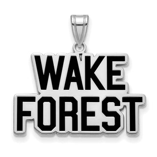Sterling Silver Rhodium-plated LogoArt Wake Forest University W-F Deacon Large Enameled Pendant