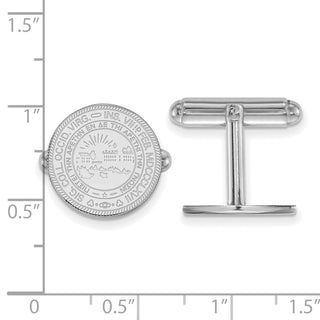 Sterling Silver Rhodium-plated LogoArt West Virginia University Crest Cuff Links