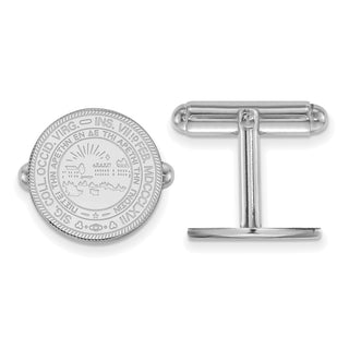 Sterling Silver Rhodium-plated LogoArt West Virginia University Crest Cuff Links