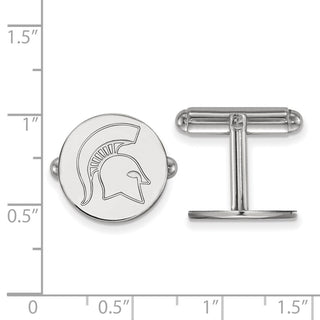 Sterling Silver Rhodium-plated LogoArt Michigan State University Spartan Cuff Links
