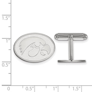 Sterling Silver Rhodium-plated LogoArt University of Iowa Hawk Oval Cuff Links