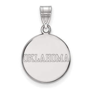 Sterling Silver Rhodium-plated LogoArt University of Oklahoma Medium Disc Pendant