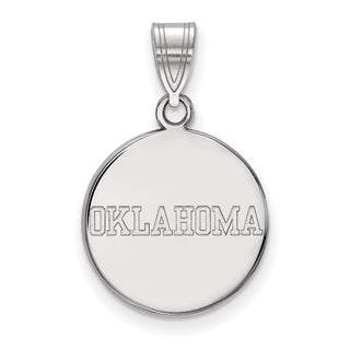 Sterling Silver Rhodium-plated LogoArt University of Oklahoma Medium Disc Pendant