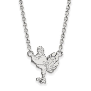 Sterling Silver Rhodium-plated LogoArt Virginia Tech HokieBird Large Pendant 18 inch Necklace
