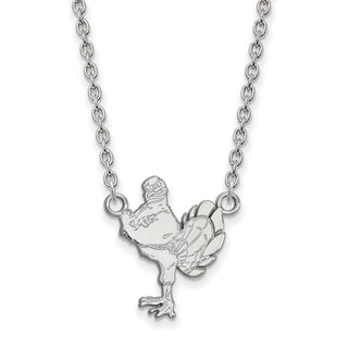 14k White Gold LogoArt Virginia Tech HokieBird Large Pendant 18 inch Necklace
