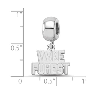 Sterling Silver Rhodium-plated LogoArt Wake Forest University W-F Deacon Extra Small Dangle Bead Charm
