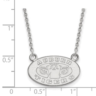 10k White Gold LogoArt Auburn Tigers Small Pendant 18 inch Necklace