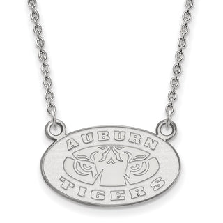 14k White Gold LogoArt Auburn Tigers Small Pendant 18 inch Necklace