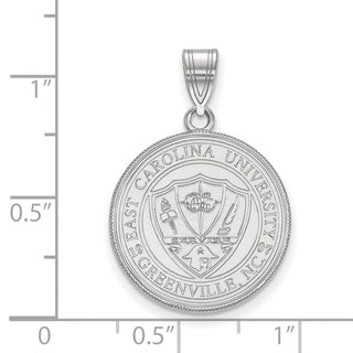 Sterling Silver Rhodium-plated LogoArt East Carolina University Large Crest Pendant