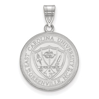 Sterling Silver Rhodium-plated LogoArt East Carolina University Large Crest Pendant