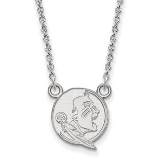 14k White Gold LogoArt Florida State University Small Pendant w/Necklace