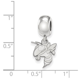 Sterling Silver Rhodium-plated LogoArt Georgia Institute of Technology Yellow Jacket Small Dangle Bead Charm