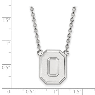 Sterling Silver Rhodium-plated LogoArt The Ohio State University Letter O Large Pendant 18 inch Necklace