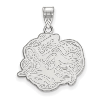 Sterling Silver Rhodium-plated LogoArt University of North Carolina Ram Large Pendant SS054UNC