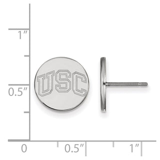 Sterling Silver Rhodium-plated LogoArt University of Southern California U-S-C Extra Small Disc Post Earrings