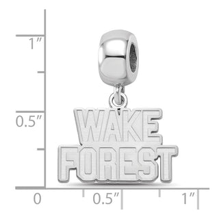 Sterling Silver Rhodium-plated LogoArt Wake Forest University W-F Deacon Small Dangle Bead