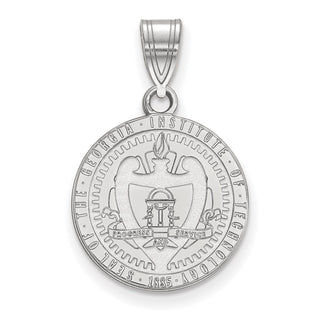 Sterling Silver Rhodium-plated LogoArt Georgia Institute of Technology Medium Crest Pendant