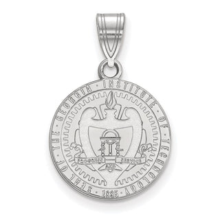14k White Gold LogoArt Georgia Institute of Technology Medium Crest Pendant