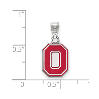 Sterling Silver Rhodium-plated LogoArt The Ohio State University Letter O Small Enameled Pendant