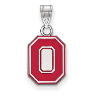 Sterling Silver Rhodium-plated LogoArt The Ohio State University Letter O Small Enameled Pendant